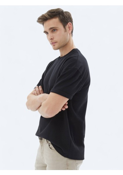 Siyah Bisiklet Yaka %100 Pamuk T-Shirt fırsatları