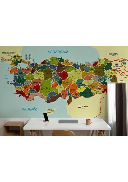 - Türkiye Haritası Duvar Kağıdı Il ve Ilçeli Ayrıntılı Eğitici Duvar KAĞIDI-3000 fırsatları