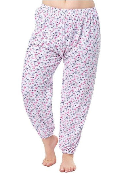Kadın Beyaz Emprime Pijama Altı 6'lı Paket