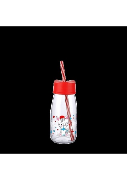 Pipetli Su ve Süt Şişesi Cam 250 ml - Kırmızı