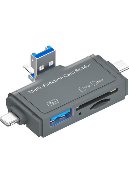 Usb Ligtning İphone İle Uyumlu - İpad İle Uyumlu Ve Type-C Girişli Kart Okuyucu Multi Otg Usb C Adapter Sd Tf Micro Card Reader Micro Usb Adapter Lighting Için Dönüştürücü Ads-368