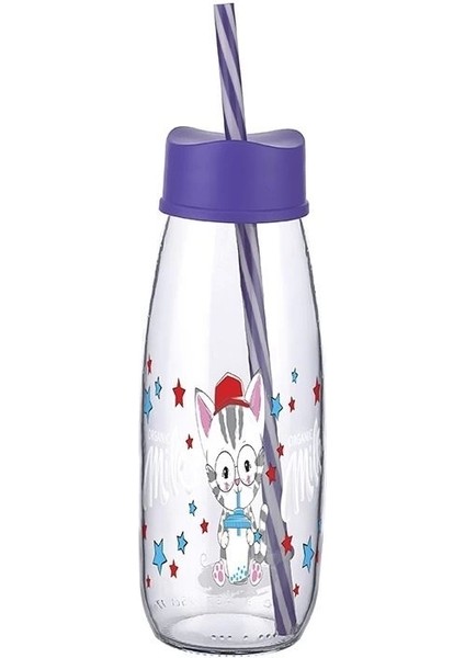 Pipetli Su ve Süt Şişesi Cam 250 ml - Mor
