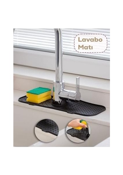 1 Adet Elastik Siyah-Su Tutucu Düzenleyici Kaydırmaz Mutfak Banyo Matı Musluk Mat Mtevystrisg4 fiyatları