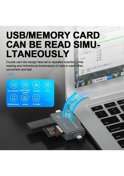 7in1 Micro Usb Type C Apple Iphone 15 14 13 12 11 ProPro Max Uyumlu Multi Kart Okuyucu Otg Sd Tf Usb Dönüştürücü