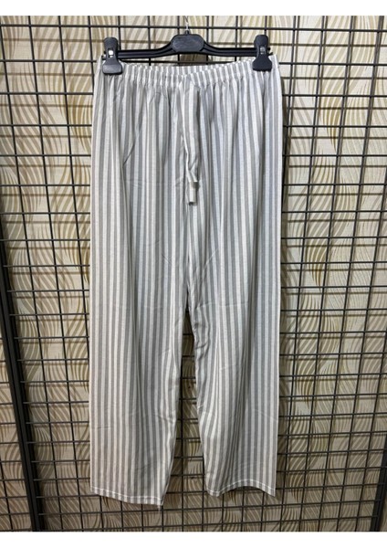 Pamuklu Ince Nefes Alan Kumaş Kurdele Bel Detaylı Baskılı Cepsiz Kadın Pijama Altı
