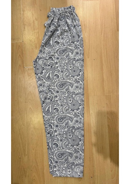 Pamuklu Ince Nefes Alan Kumaş Kurdele Bel Detaylı Baskılı Cepsiz Kadın Pijama Altı