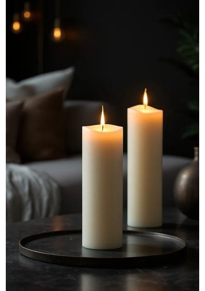 Silindir Mum Kütük Mum Blok Mum Kokulu Mum 10 x 30 cm Lavanta Kokulu El Işçiliği Hand Made