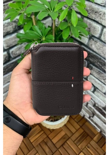 Deri Fermuarlı Lacivert Mini Erkek Cüzdanı (T1844)