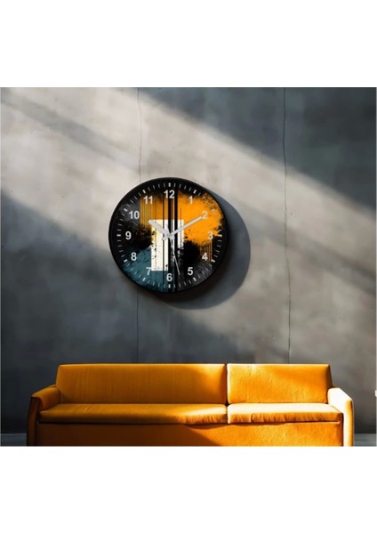 Dekoratif 3D Baskı Geometrik Desen Yuvarlak Duvar Saati -94