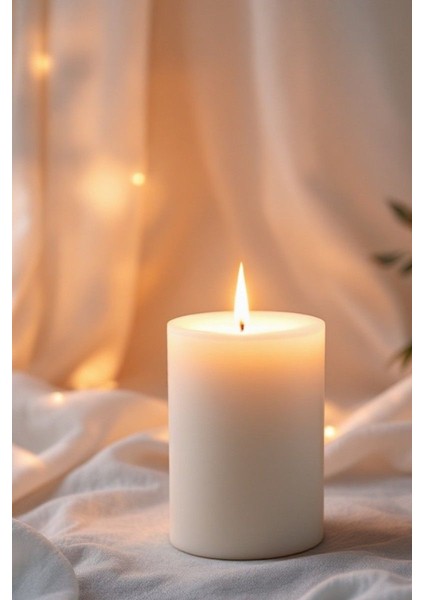 Silindir Mum Kütük Mum Blok Mum Kokulu Mum 10 x 15 cm Sandal Ağacı Kokulu El Işçiliği Hand Made