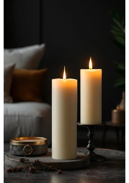 Silindir Mum Kütük Mum Blok Mum Kokulu Mum 10 x 30 cm Vanilya Kokulu El Işçiliği Hand Made fırsatları