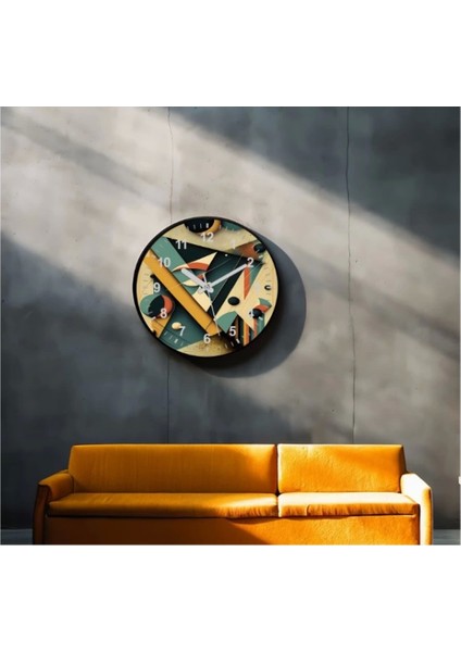 Dekoratif 3D Baskı Geometrik Desen Yuvarlak Duvar Saati -120