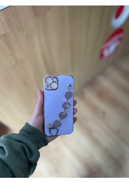 Apple Iphone 14 / 13 Uyumlu Kalp Zincir Tasarımlı Telefon Kılıfı
