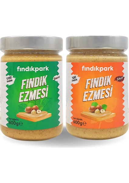 Fındıkpark Günlük Şekerli ve Şekersiz Fındık Ezmesi - 2li Paket - 1200 Gram
