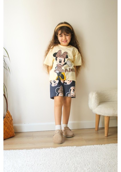 Leopar Fiyonk Minnie Baskılı Takım