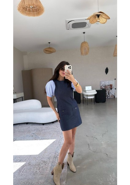 Lüx Kalite Poplin Kol Likralı Yumuşak Jean Elbise fiyatları