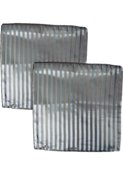 Parlak Ipek Kumaş Çizgili 45X45 Kırlent Kılıf