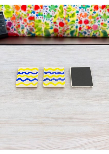 Taraftar Renkli El Yapımı Taş Dekoratif Bardak Altlığı 3"lü Set Renkli Stone Coasters