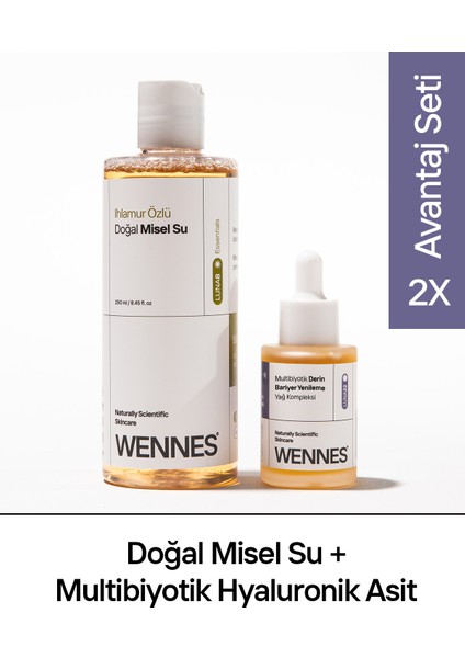 | Doğal Misel Su | Multibiyotik Derin Bariyer Hyaluronik Asit Serum Avantajlı Set + Yoğun Nem,cildi Yatıştırıcı Destek