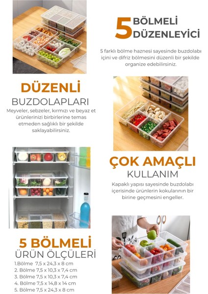 5 Bölmeli Buzdolabı Düzenleyici, Difriz Organizeri, Derin Dondurucu Düzenleyici, 4'lü Set fiyatları