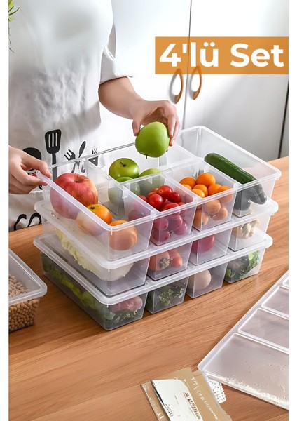 5 Bölmeli Buzdolabı Düzenleyici, Difriz Organizeri, Derin Dondurucu Düzenleyici, 4'lü Set fırsatları