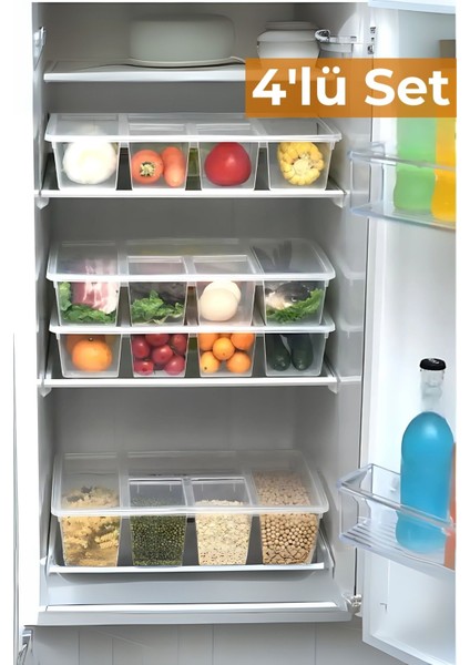 5 Bölmeli Buzdolabı Düzenleyici, Difriz Organizeri, Derin Dondurucu Düzenleyici, 4'lü Set indirimleri