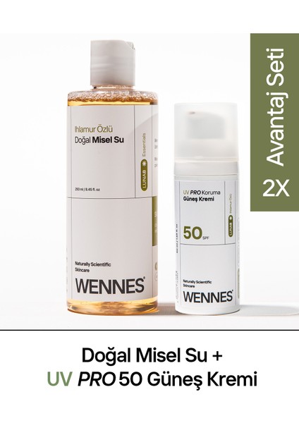 | Doğal Misel Su + SPF50 Nemlendirici Güneş Kremi Avantajlı Set | Anti-Aging Destekli Ihlamur Özlü