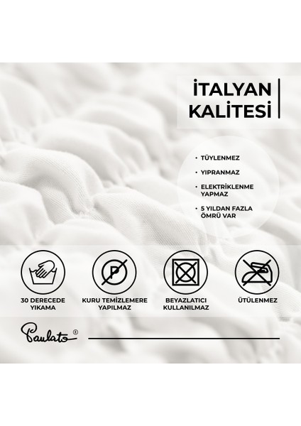 Lastikli Esnek ve Yıkanabilir 4 Kişilik Koltuk Örtüsü Çekyat Kanepe Kılıfı - Düz Beyaz
