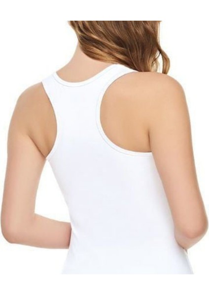 3'lü Kadın Elastan Pamuk Sporcu Beyaz Atlet 145