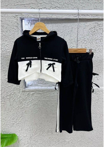 Kız Çocuk Kurdela Detaylı Fermuarlı Ispanyol Paça Modal Kumaş 2'li Alt-Üst Takım SNM009 fiyatları