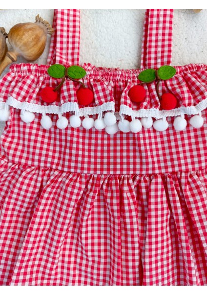 Kiraz Detaylı Askılı Kız Çocuk Yazlık Elbise fiyatları
