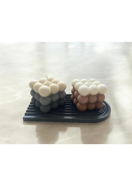 Dekoratif Gökkuşağı Tabak Üzerinde Doğal Soya Wax 2 Li Büyük Bubble Mum Set