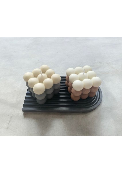 Dekoratif Gökkuşağı Tabak Üzerinde Doğal Soya Wax 2 Li Büyük Bubble Mum Set