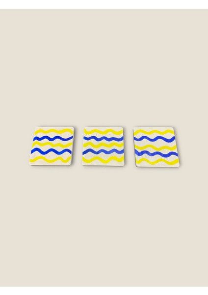 Taraftar Renkli El Yapımı Taş Dekoratif Bardak Altlığı 3"lü Set Renkli Stone Coasters fiyatları