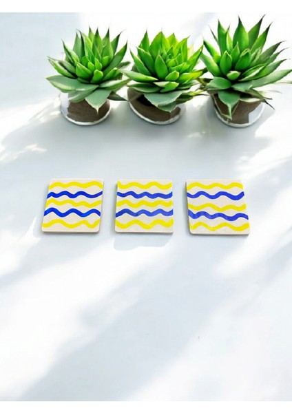 Taraftar Renkli El Yapımı Taş Dekoratif Bardak Altlığı 3"lü Set Renkli Stone Coasters fırsatları