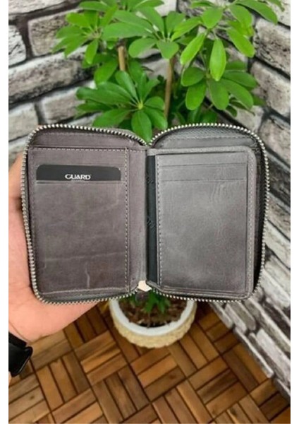 Deri Fermuarlı Taba Erkek Mini Cüzdan (T260)