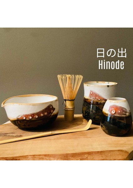 El Yapımı Seramik Matcha Seti (5 Parça)- Hinode
