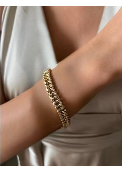 14 K Altın Rengi Vip Seri Gurmet Bileklik 19 cm