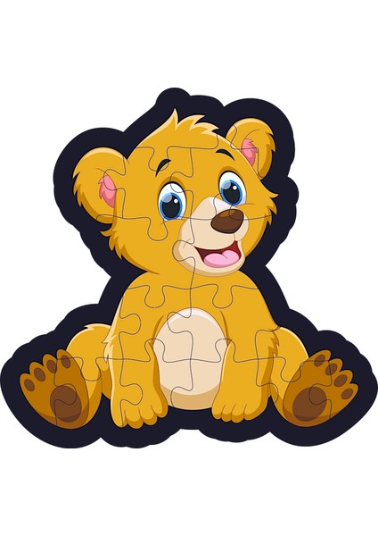 Ahşap Puzzle Şekilli 6'lı Set - Figürlü Puzzle Yapboz