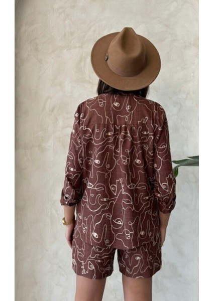 Çizgi Nakışlı Keten Karışımlı Uzun Kollu Gömlek fiyatları