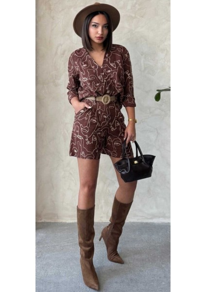 Çizgi Nakışlı Keten Karışımlı Uzun Kollu Gömlek modelleri