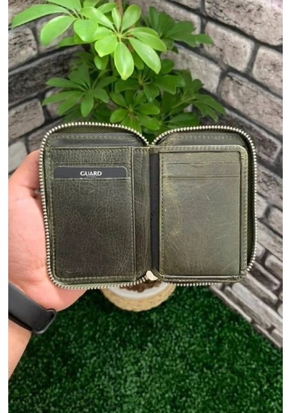 Deri Fermuarlı Taba Erkek Mini Cüzdan (T260)