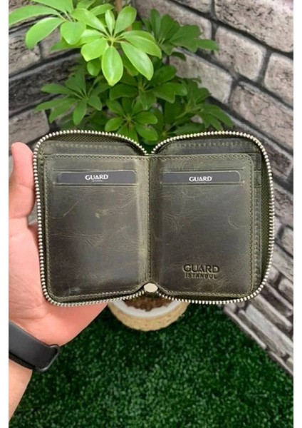 Deri Fermuarlı Taba Erkek Mini Cüzdan (T260)