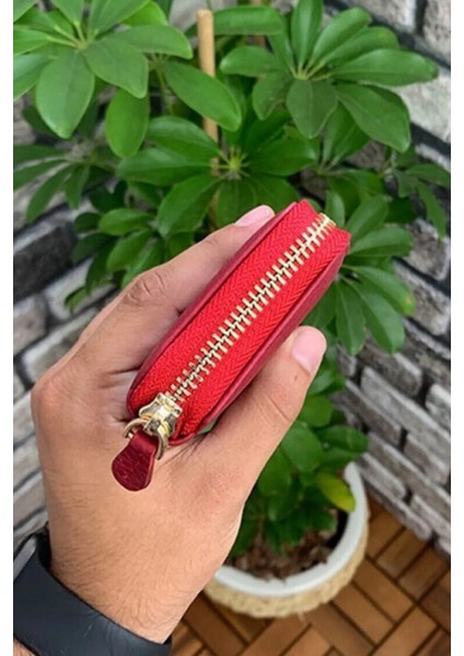 Deri Fermuarlı Taba Erkek Mini Cüzdan (T260)