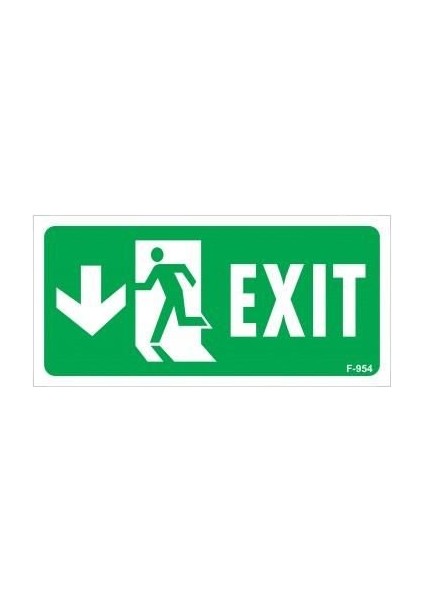 Exit Aşağı Sol Ok Işaretli Uyarı Levhası 17,5X25 KOD:954
