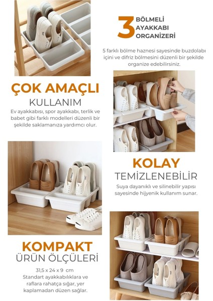 3 Bölmeli Ayakkabı Düzenleyici, Gri fırsatları
