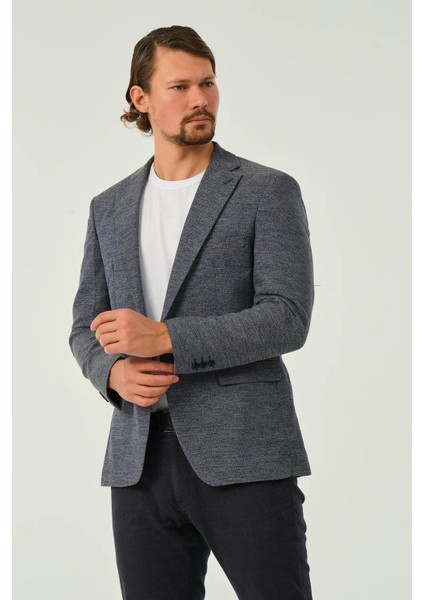 Erkek Slim Fit Blazer Ceket Koyu Mavi