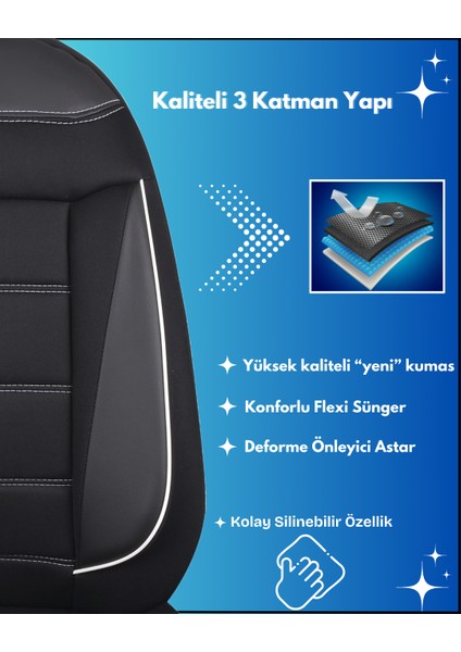 Her Araca Uyumlu Tam Takım Flex B Model Oto Koltuk Kılıfı Seti