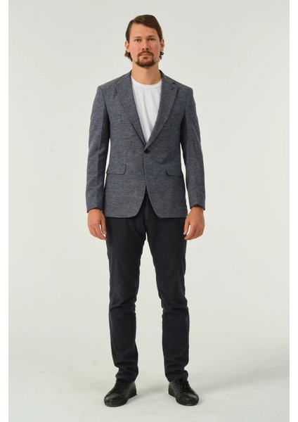 Erkek Slim Fit Blazer Ceket Koyu Mavi