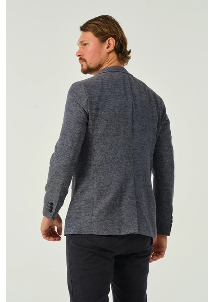 Erkek Slim Fit Blazer Ceket Koyu Mavi